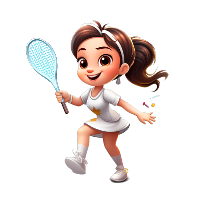 体育运动打羽毛球的卡通女孩素材