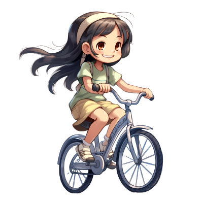 可商用阳光明媚的女孩骑单车素材