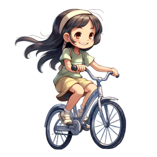 可商用阳光明媚的女孩骑单车素材