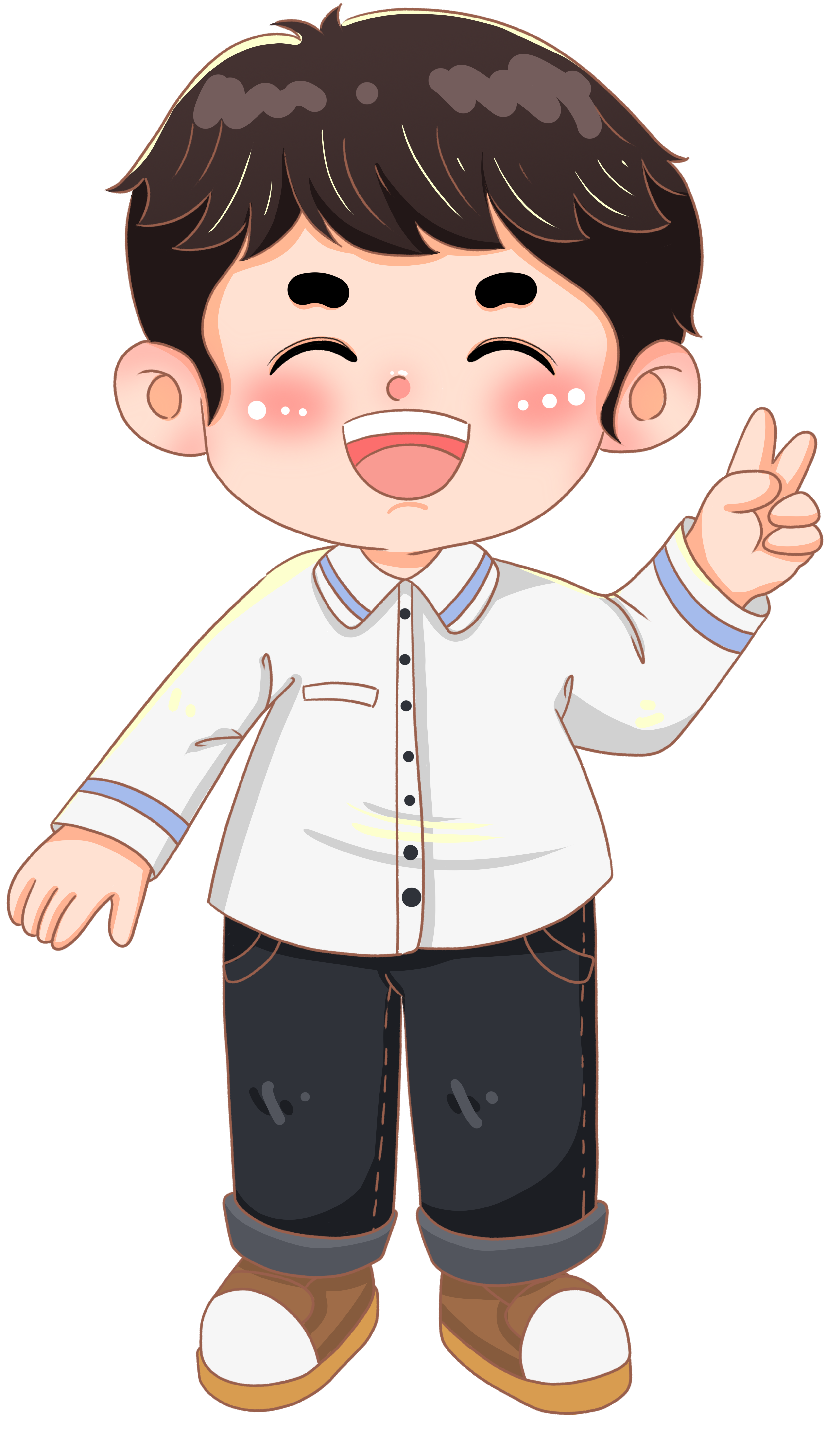 儿童节比耶的可爱小男孩插画素材