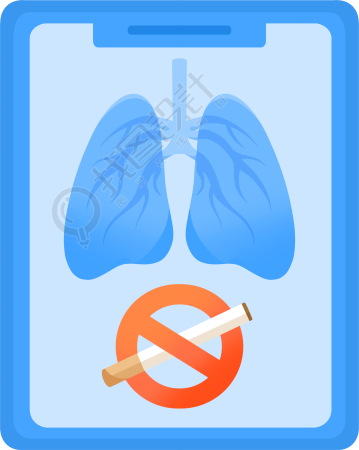 手绘肺部禁止吸烟png素材
