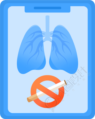 手绘肺部禁止吸烟png素材
