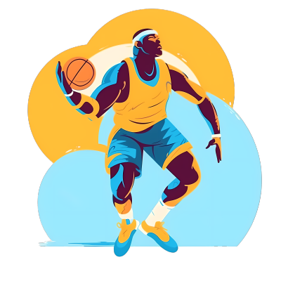 手绘彩色篮球运动员插画设计