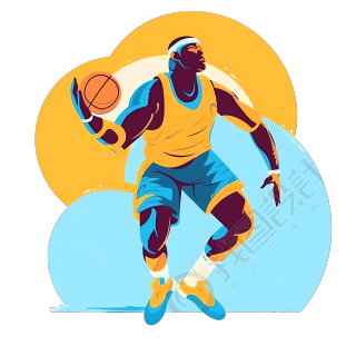 手绘彩色篮球运动员插画设计