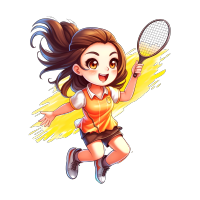 跳起来打羽毛球的女生插画