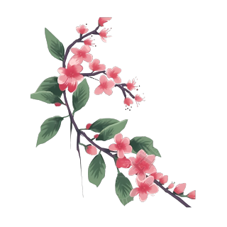 粉色花朵渐变墨水风格PNG图形素材