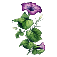 古风墨渐晨光牵牛花素材