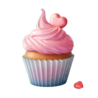 爱心草莓软糯可口的杯子蛋糕设计素材