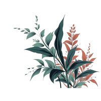 透明背景古风墨渐叶子花束PNG素材