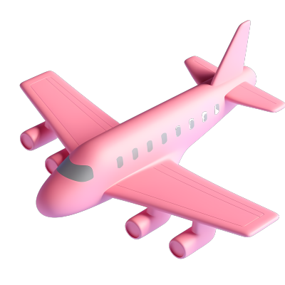 粉色飞机3D模型插画素材