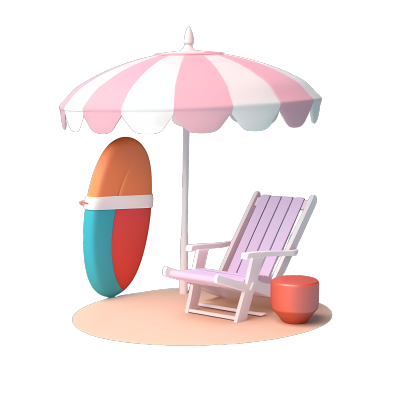 太阳伞椅冲浪板和游泳圈