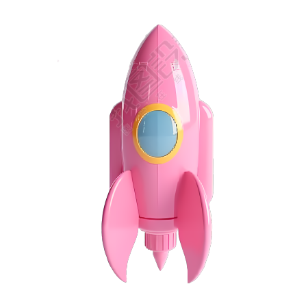 儿童玩具粉色火箭立体插画