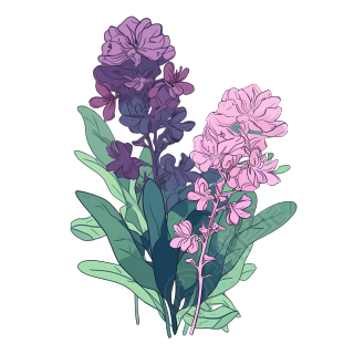 花粉紫绿叶透明背景PNG图形素材