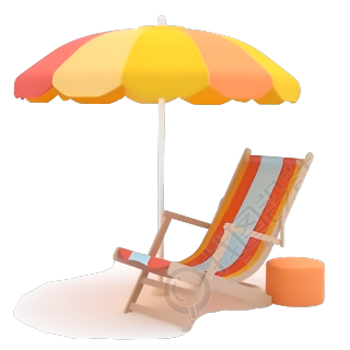 夏日清凉软色系阳伞和躺椅3D素材