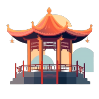 古风凉亭卡通插画图