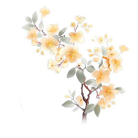 中国风透明花卉插画素材