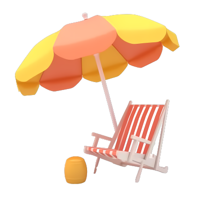 柔和色彩的阳伞椅透明PNG图形素材