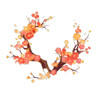 金边渐变梅花PNG插画素材