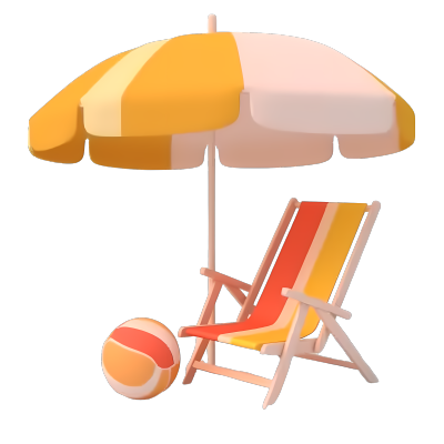 沙滩椅阳伞和太阳椅图形素材