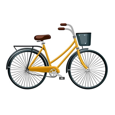 透明背景黄色自行车PNG图形素材