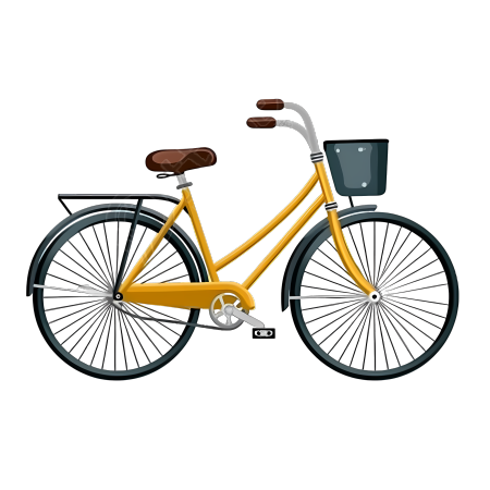 透明背景黄色自行车PNG图形素材