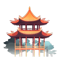 透明背景的国风创意凉亭图片