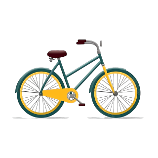 卡通黄绿色极简自行车素材