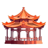 中国元素的古风小亭子插画图