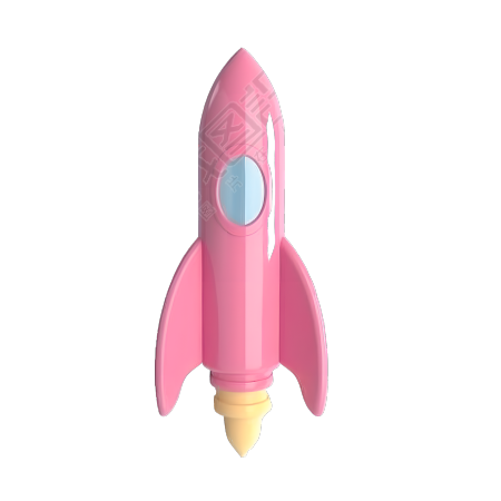 粉色火箭3D立体图形素材
