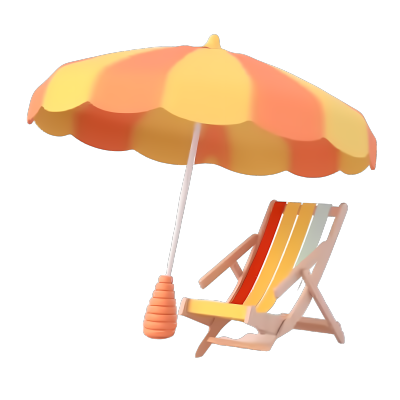 卡通彩色的太阳伞椅PNG图形素材