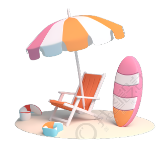 粉色夏日海滩图形素材