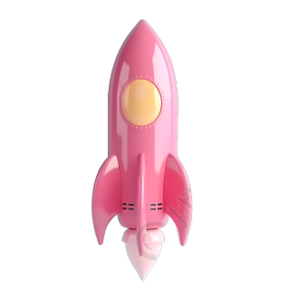 卡通立体粉色火箭可商用素材