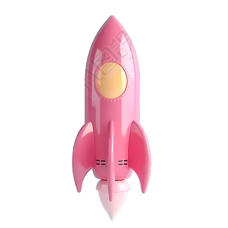 卡通立体粉色火箭可商用素材