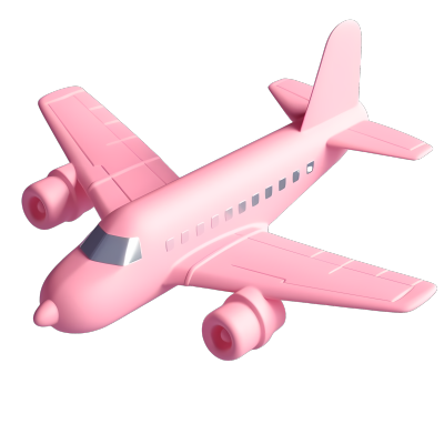 粉色飞机软色系PNG图形素材