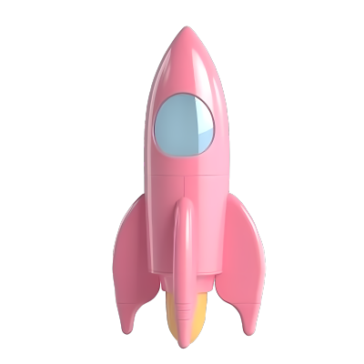 充满童趣的粉色火箭创意设计元素