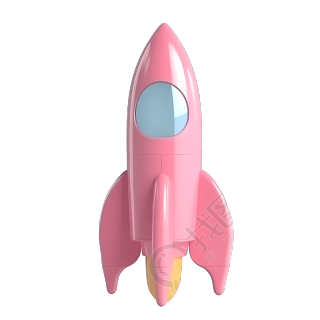 充满童趣的粉色火箭创意设计元素