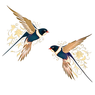 两只飞舞的燕子透明背景图