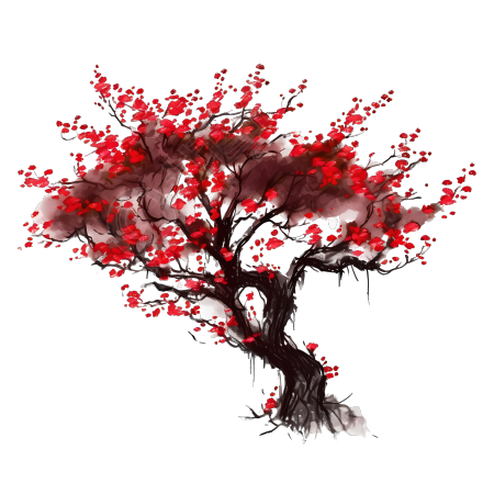 可商用水墨风格红色树叶枫树素材