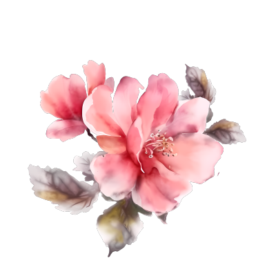 水彩画温柔的粉色花朵插画