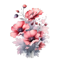 可商用粉色渐变鲜花水墨画素材