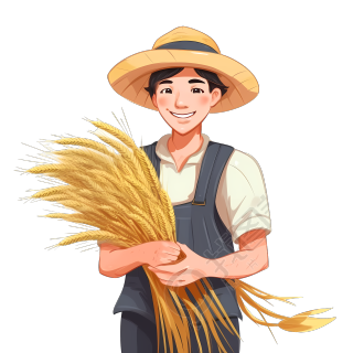 开心的农夫怀抱小麦PNG素材