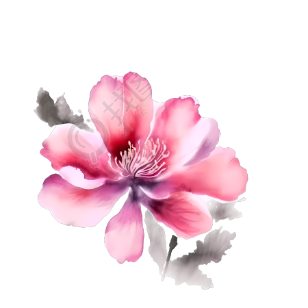 唯美粉色花卉水彩画素材