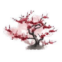 墨色梅花树PNG素材