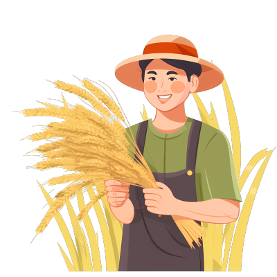 丰收的喜悦农民手拿小麦素材