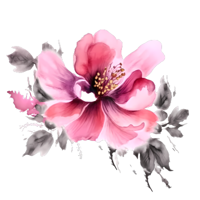 手绘水彩粉色花卉PNG素材