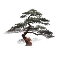 高清透明背景松树墨渐图形插画设计素材