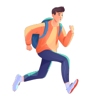 背双肩包奔跑的男生png插画
