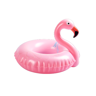 充气粉色火烈鸟游泳圈商用素材