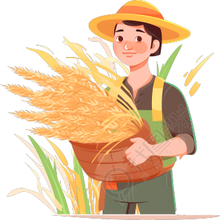 农民手持小麦高清透明PNG图形素材