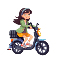 骑电动车的小女孩png素材